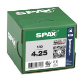 SPAX Vis à bois cruciforme inox tête fraisée - 180 pcs