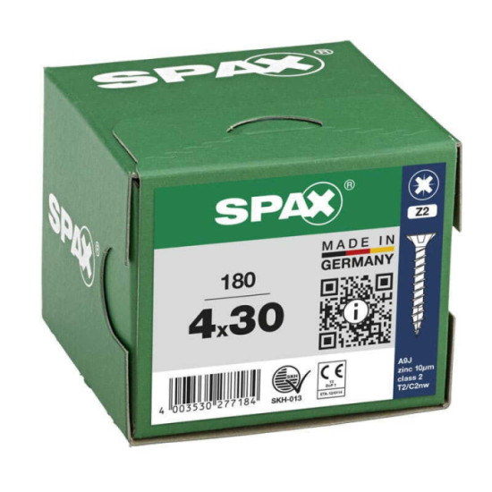 SPAX Vis à bois cruciforme inox tête fraisée - 180 pcs