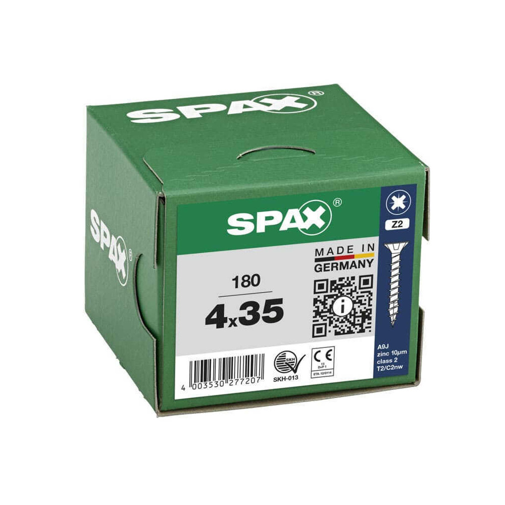SPAX Vis à bois cruciforme inox tête fraisée - 180 pcs