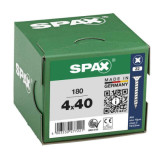 SPAX Vis à bois cruciforme inox tête fraisée - 180 pcs
