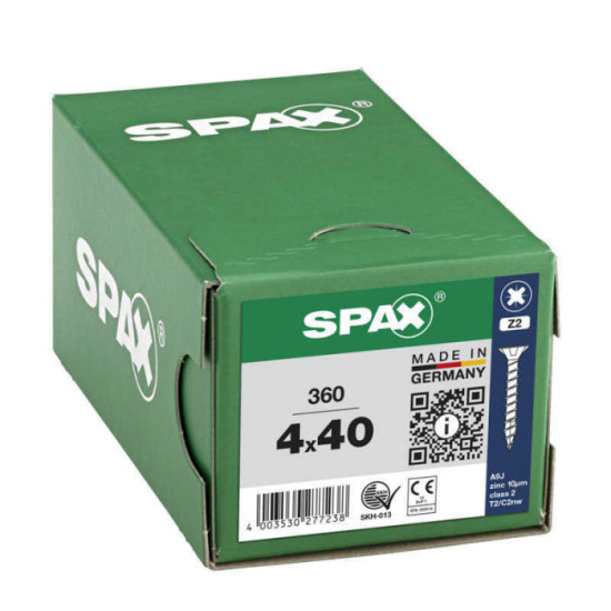SPAX Vis à bois cruciforme inox tête fraisée - 360 pcs