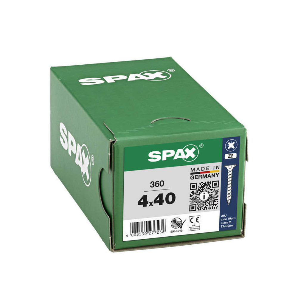 SPAX Vis à bois cruciforme inox tête fraisée - 360 pcs