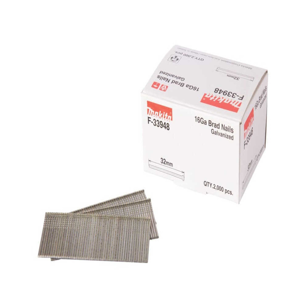 Clous Brads 16 Ga galvanisés 32 mm Makita F-33948 (2000 pcs) | ProForPro