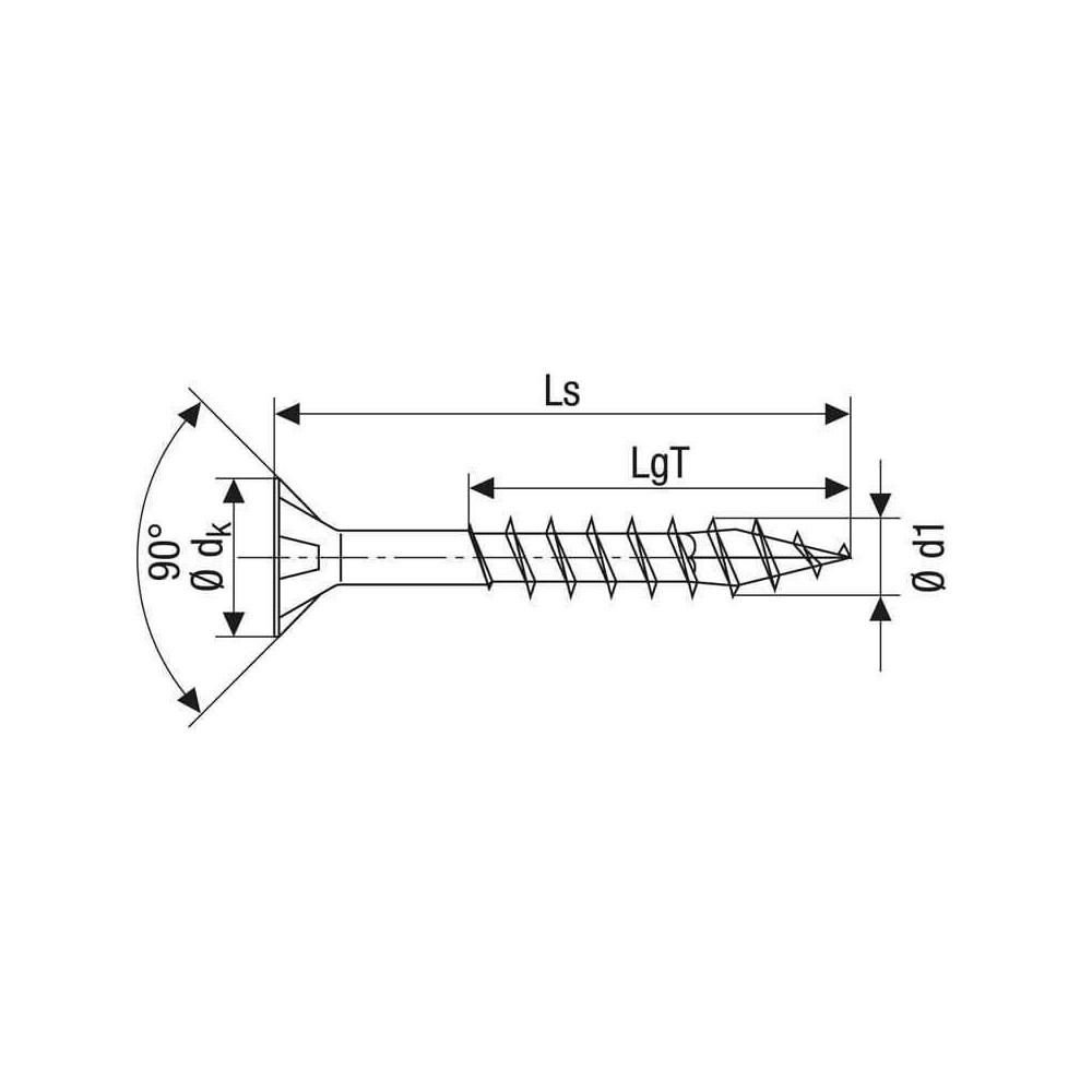 SPAX Vis à bois T-STAR T20 inox tête fraisée - 90 pcs
