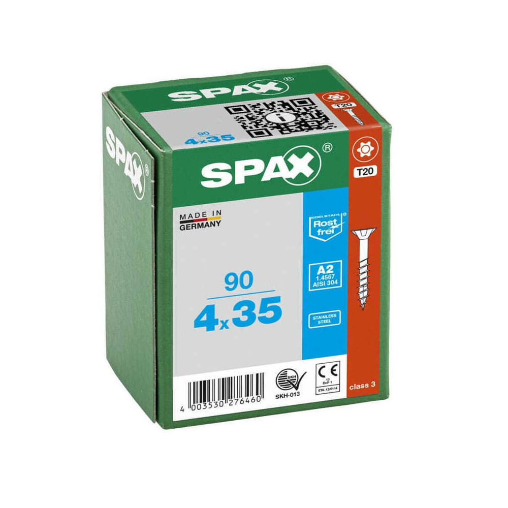 SPAX Vis à bois T-STAR T20 inox tête fraisée - 90 pcs