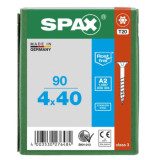 SPAX Vis à bois T-STAR T20 inox tête fraisée - 90 pcs