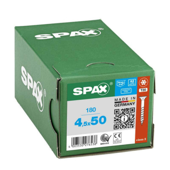 SPAX Vis Torx T-STAR inox tête fraisée - 180 pcs