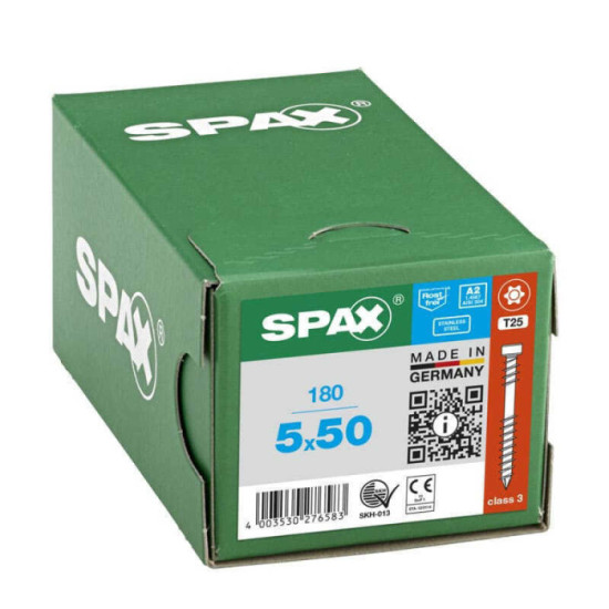 SPAX Vis terrasse tête cylindrique T25 inox A2 - 180 pcs