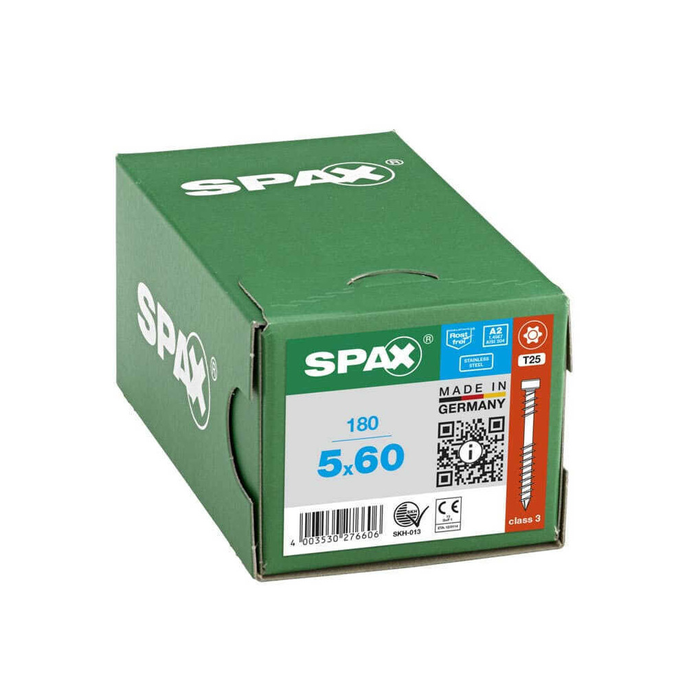 SPAX Vis terrasse tête cylindrique T25 inox A2 - 180 pcs