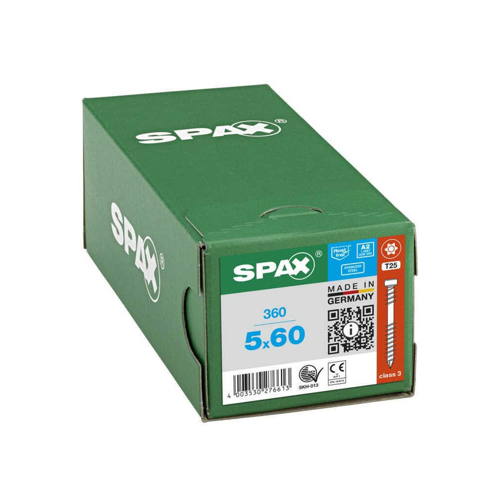 SPAX Vis terrasse tête cylindrique T25 inox A2 - 360 pcs