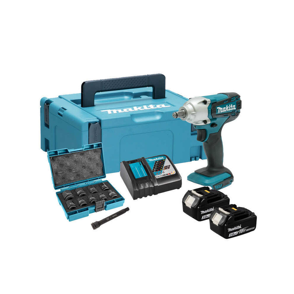 Boulonneuse à chocs Makita DTW190JX3 18V LXT 190 Nm carré 1/2" (2x3,0 Ah, chargeur, accessoires, Makpac) | ProForPro