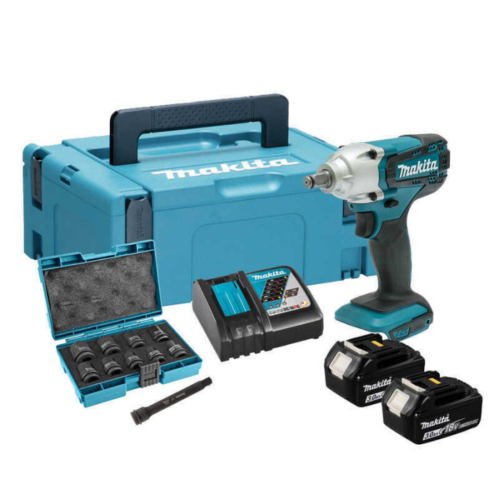Boulonneuse à chocs Makita DTW190JX3 18V LXT 190 Nm carré 1/2" (2x3,0 Ah, chargeur, accessoires, Makpac) | ProForPro