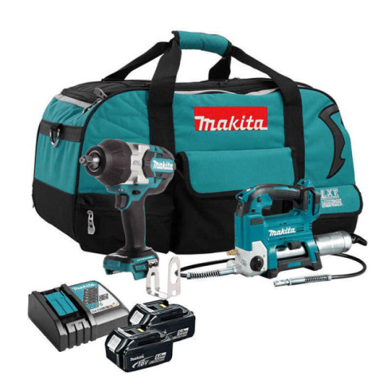 Combo pompe à graisse DGP180 + boulonneuse à chocs DTW1002 Makita DLX2465TX1 2x5,0 Ah | ProForPro
