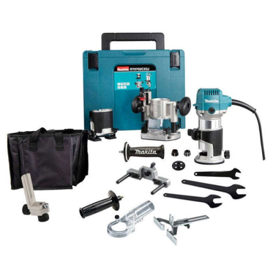 Affleureuse-défonceuse 710 W Makita RT0702CX2J avec base plongeante (en Makpac) | ProForPro
