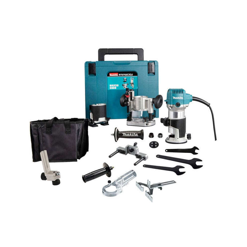 Affleureuse-défonceuse 710 W Makita RT0702CX2J avec base plongeante (en Makpac) | ProForPro