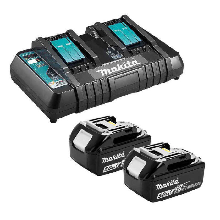 Pack énergie 18V LXT 2x 5,0 Ah + chargeur double Makita 199482-2