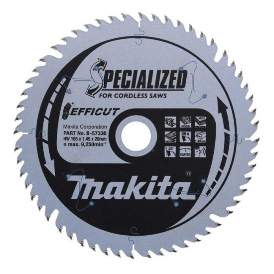 Lame carbure EFFICUT multi-bois Ø165 x 1,0 mm Makita B-57336