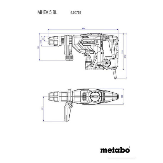 Marteau burineur SDS-MAX 1150 W 8,7 J VibraTech Metabo 600769500