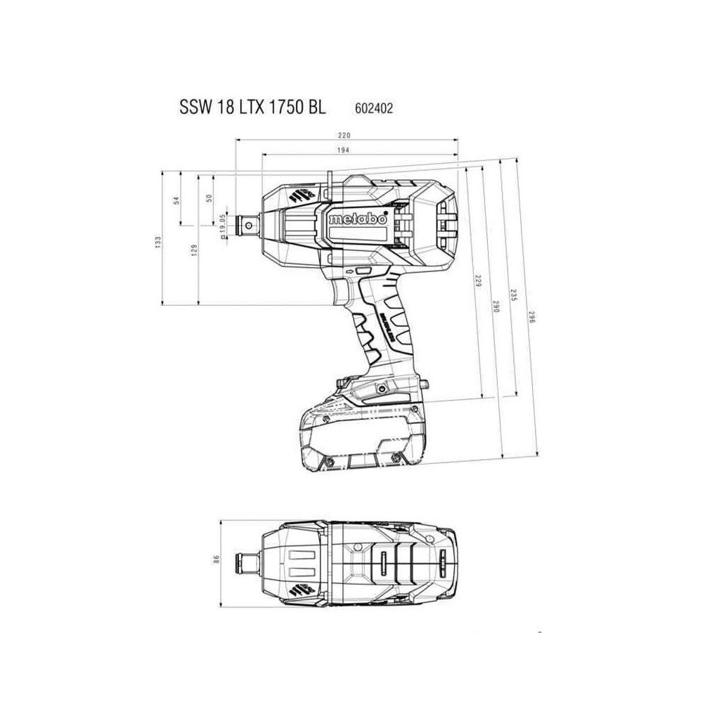 Boulonneuse à chocs 18V 1750 Nm SSW 18 LTX 1750 BL Solo Metabo | ProForPro