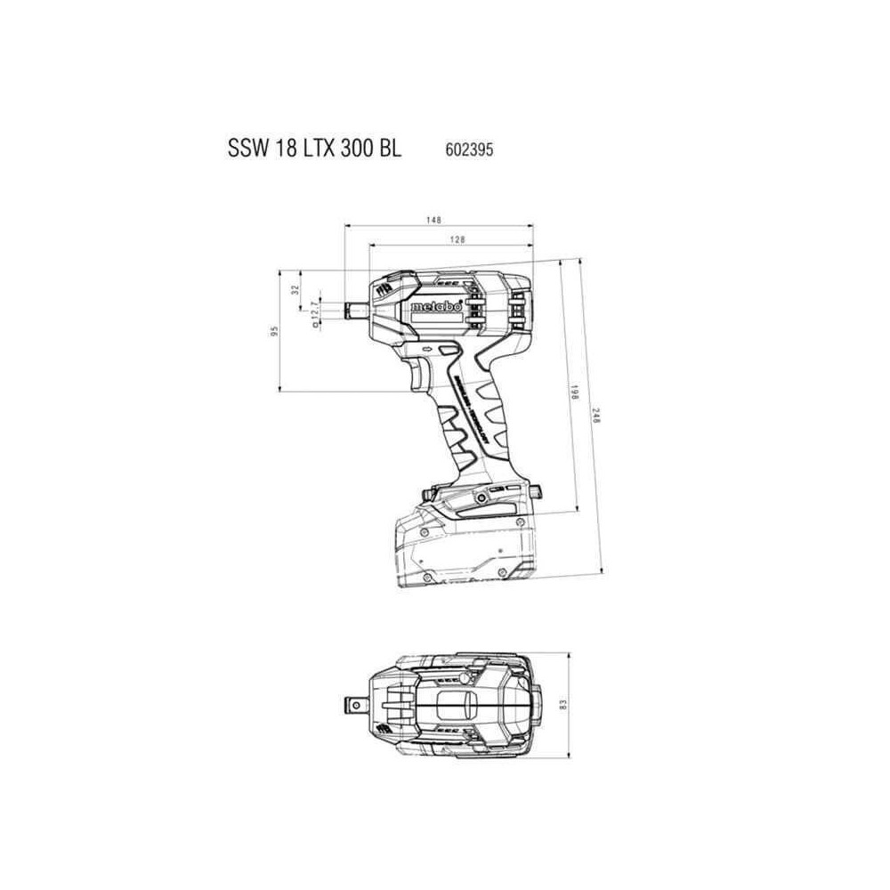 Boulonneuse à chocs 18V 1/2″ 300 Nm SSW 18 LTX 300 BL Metabo 602395840 | ProForPro