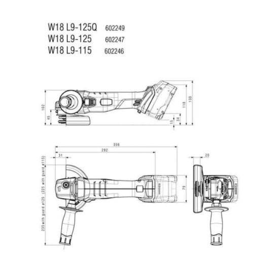 Metabo W 18 L 9-125 Meuleuse d'angle 18V Ø125 nue | ProForPro