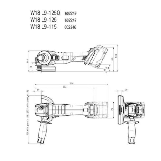 Metabo W 18 L 9-125 QUICK Meuleuse 18V Ø125 metaBOX | ProForPro