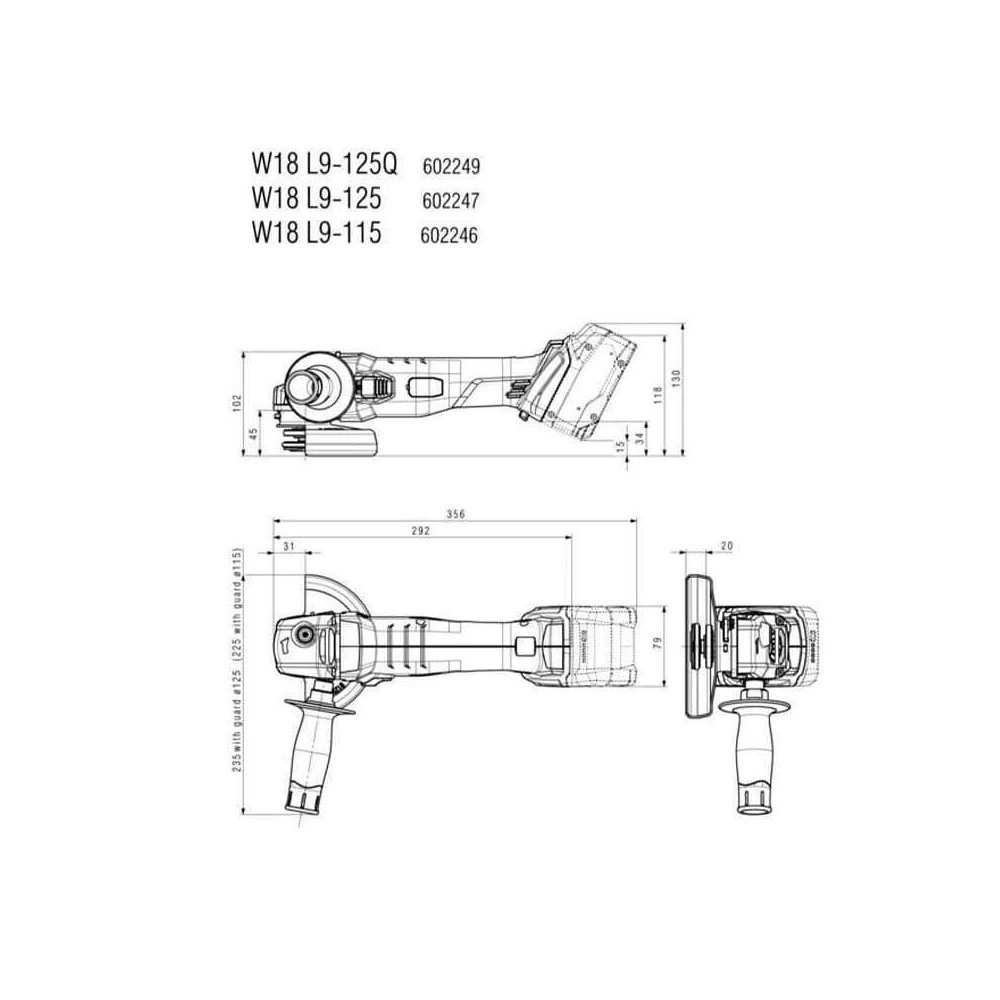 Metabo W 18 L 9-125 QUICK Meuleuse 18V Ø125 metaBOX | ProForPro