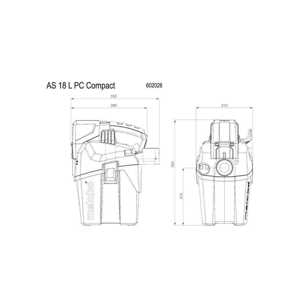 Aspirateur compact sans-fil 18V AS 18 L PC Compact Metabo 602028850 | ProForPro