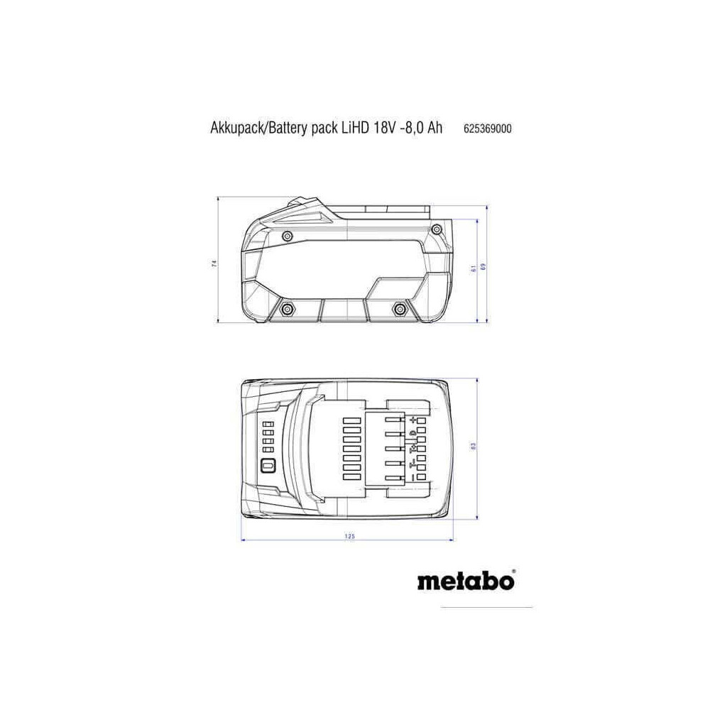 Batterie 18V LiHD 8,0 Ah Metabo 625369000 | ProForPro