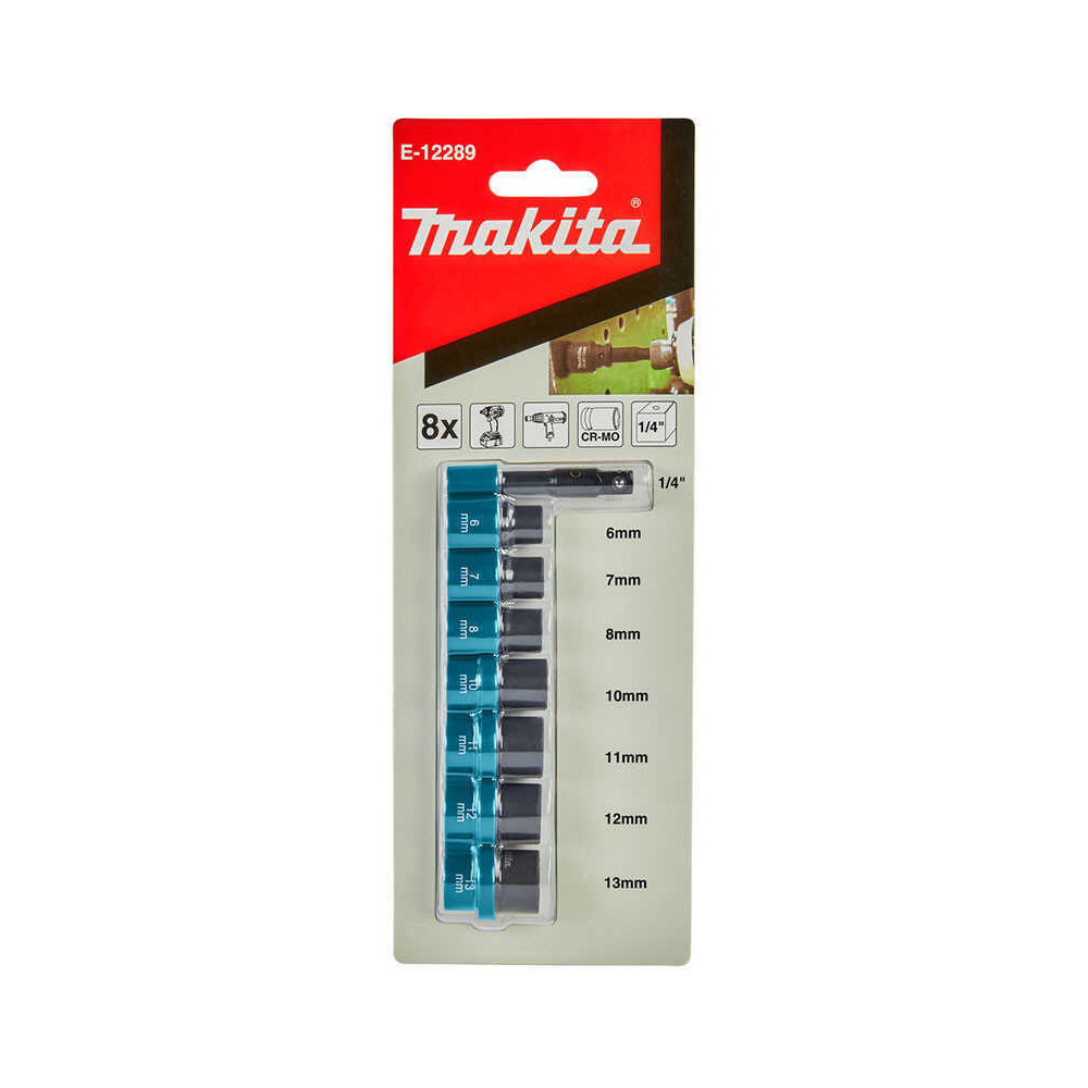 Jeu de 8 douilles à chocs 1/4" Makita E-12289 | ProForPro