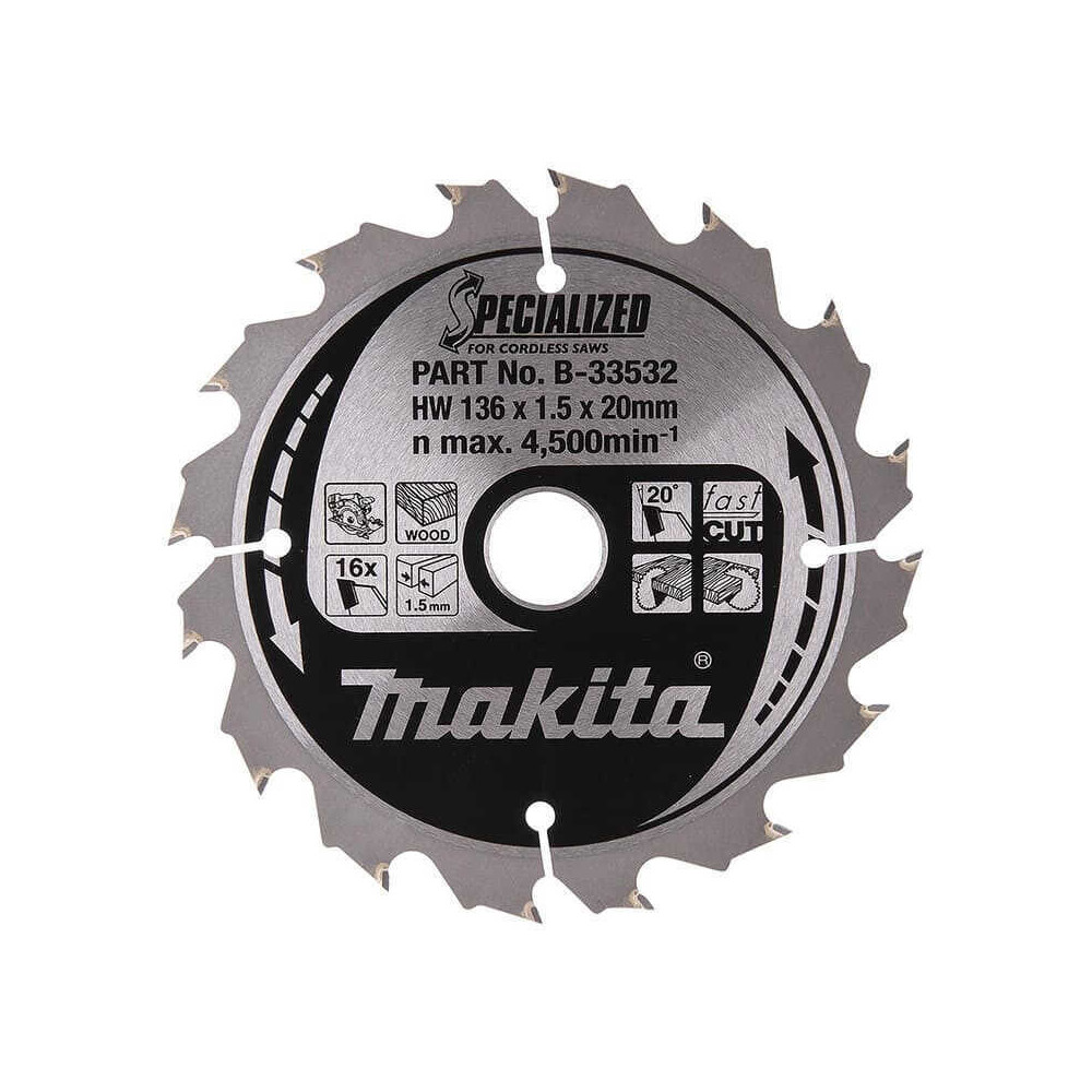 Lame carbure Specialized Ø136 mm pour bois Makita B-33532 | ProForPro