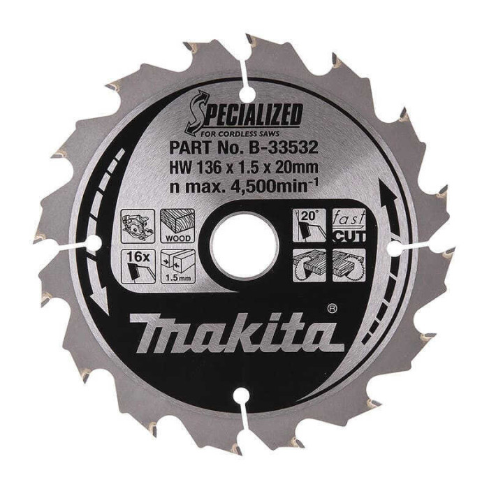 Lame carbure Specialized Ø136 mm pour bois Makita B-33532 | ProForPro