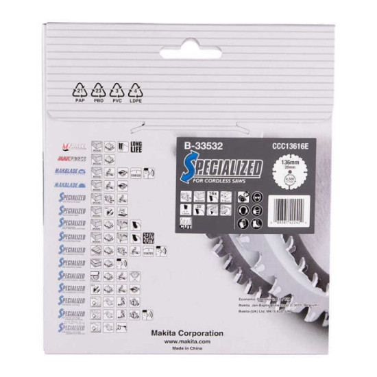 Lame carbure Specialized Ø136 mm pour bois Makita B-33532 | ProForPro