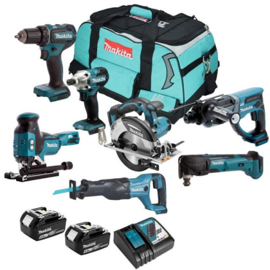 Combo 7 machines 18V LXT Makita DLX7021TX1 2x5,0 Ah | ProForPro