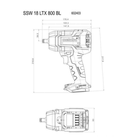 Boulonneuse à chocs 18V 800 Nm SSW 18 LTX 800 BL Metabo | ProForPro