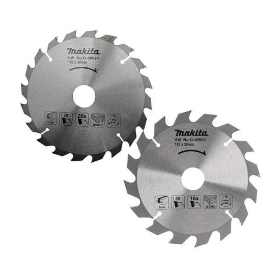 Lot de 2 lames carbure bois standard Ø185 mm Makita D-20052 | ProForPro