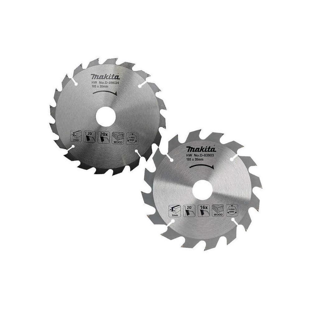 Lot de 2 lames carbure bois standard Ø185 mm Makita D-20052 | ProForPro