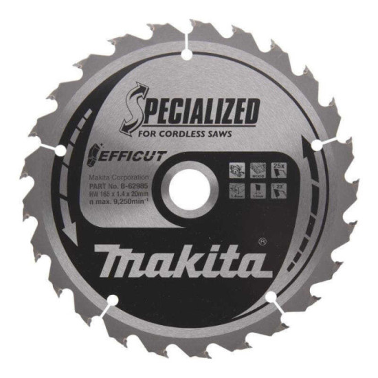 Lame de scie circulaire Specialized Efficut Ø165 mm 25 dents Makita B-62985 | ProForPro
