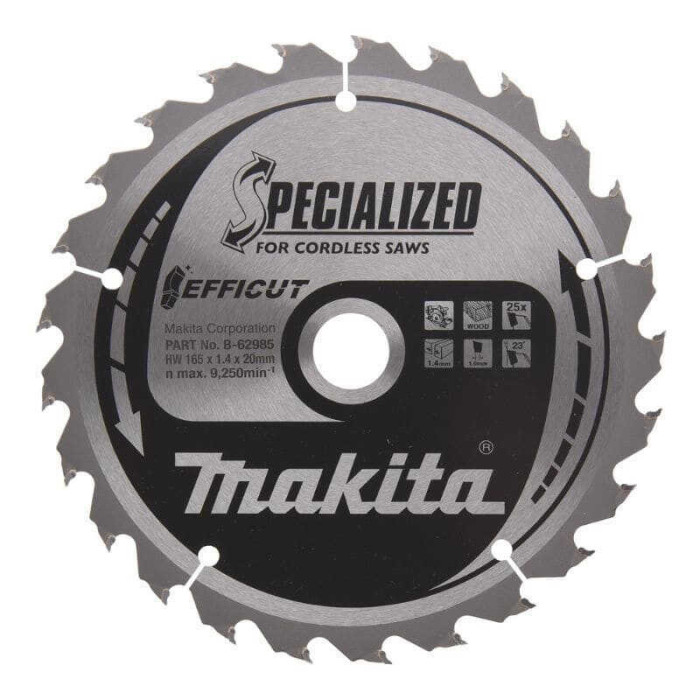 Lame de scie circulaire Specialized Efficut Ø165 mm 25 dents Makita B-62985 | ProForPro
