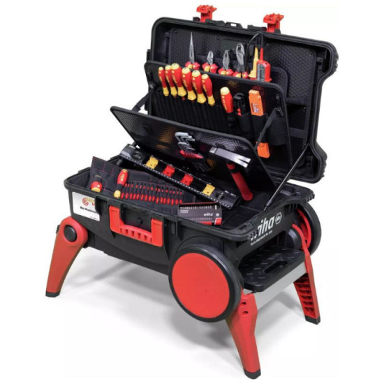 WIHA 45734 - Caisse à outils électricien XXL 80 pcs roues