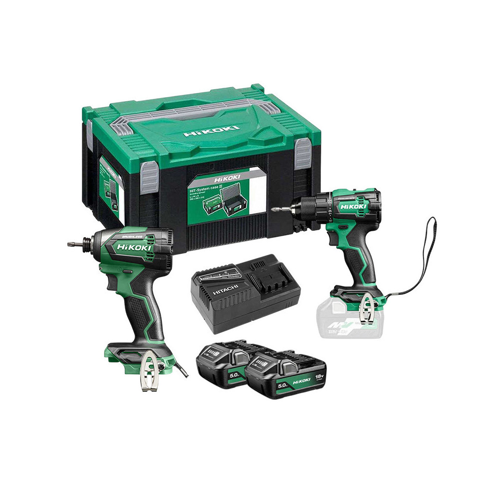 HiKOKI KC18DEWBZ Pack 18V perceuse + chocs 2x5,0Ah | ProForPro