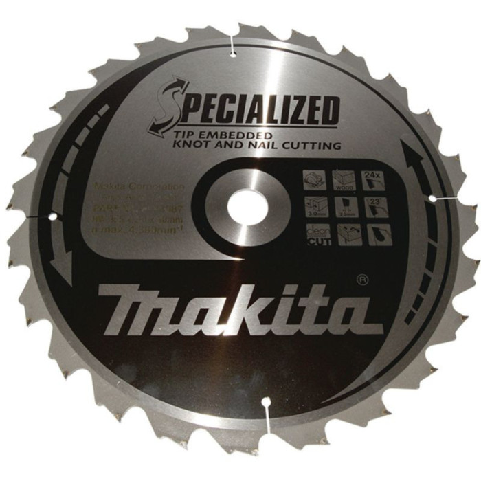 Lame carbure Specialized Ø355 mm bois avec clous Makita B-33087 | ProForPro