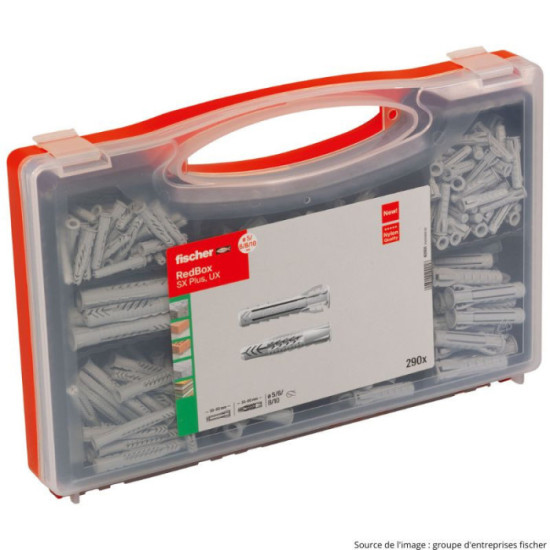 Assortiment chevilles et vis Fischer Red-Box SX Plus 290 pcs 40991