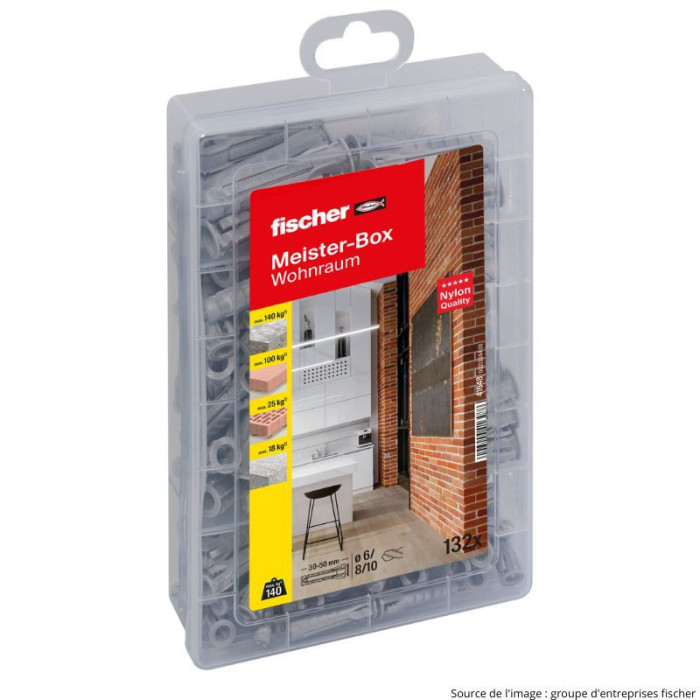 Assortiment chevilles Fischer SX Plus 132 pièces 41648