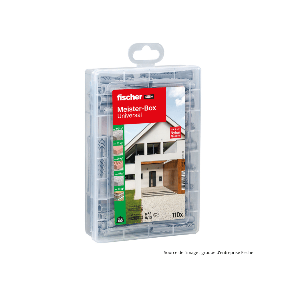 Boîte assortiment chevilles Fischer Meister-Box 110 pièces 513893