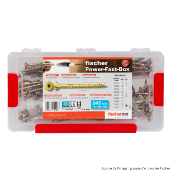 Coffret assortiment vis Fischer PowerFast 245 pièces 667005