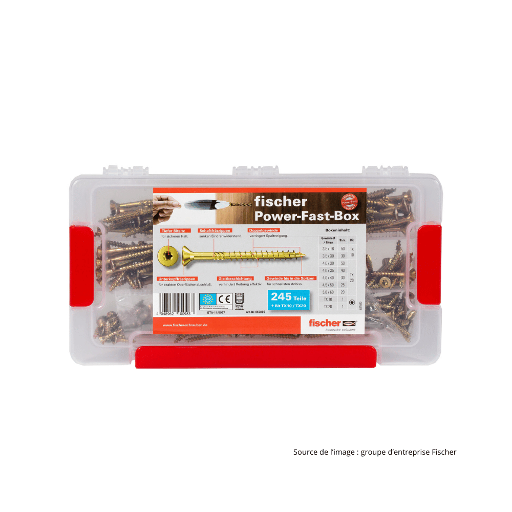 Coffret assortiment vis Fischer PowerFast 245 pièces 667005