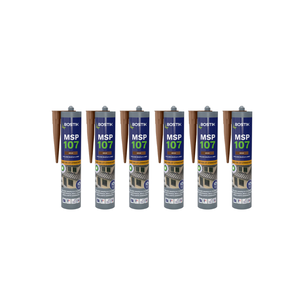 Lot de 6 mastics MS polymères 290 ml brun Bostik MSP107 | ProForPro