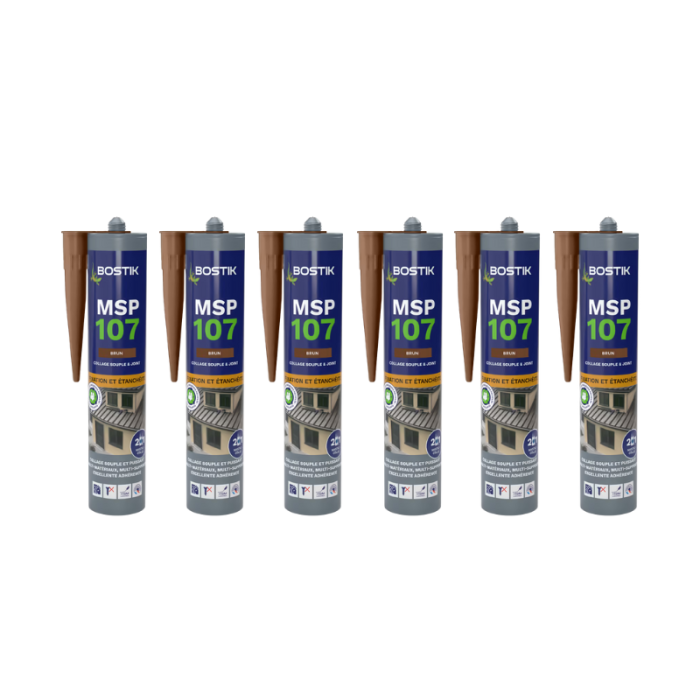 Lot de 6 mastics MS polymères 290 ml brun Bostik MSP107 | ProForPro