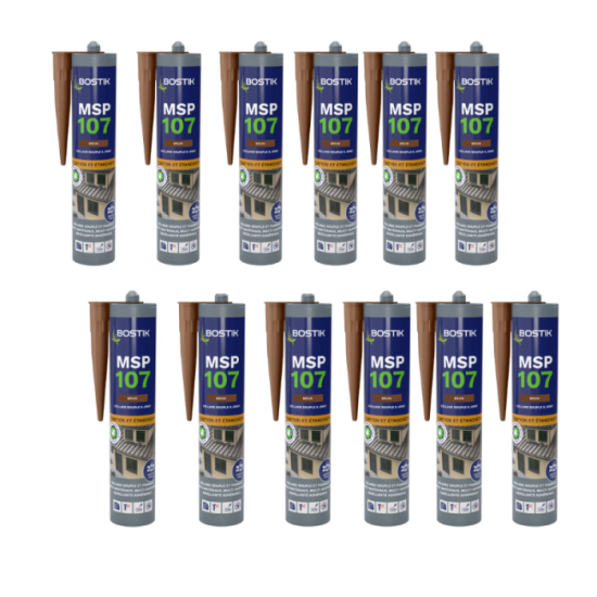 Lot de 12 mastics MS polymères 290 ml brun Bostik MSP107 | ProForPro